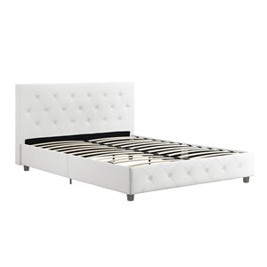 DHP Dakota Upholstered Bed - Full - 39-in x 58-in x 80-in - White Faux leather