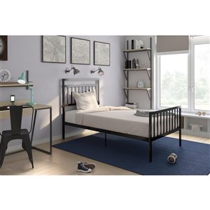 Lit en métal Jackson de DHP, simple, 46 po x 41,5 po x 76 po, noir