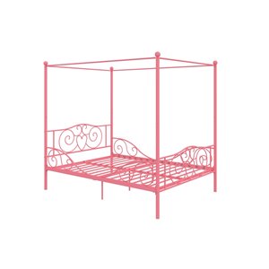 DHP Canopy Metal Bed - Full - 71.5-in x 56-in x 77.5-in - Pink