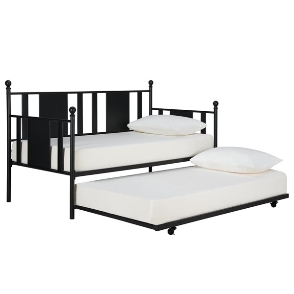DHP Langham Metal Daybed with Trundle - Twin - Black
