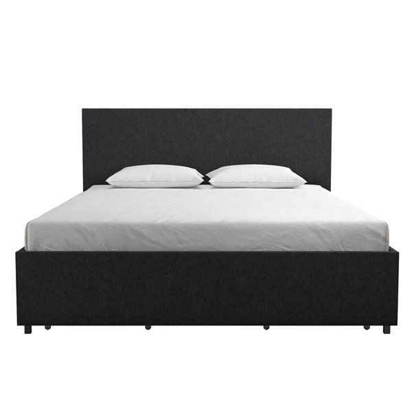 Novogratz Kelly Upholstered Bed with Storage Full Gray 4296429N RONA