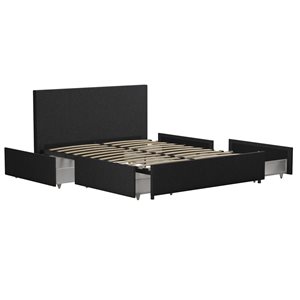 Novogratz Kelly Upholstered Bed with Storage - Full - Gray