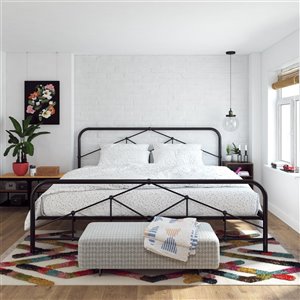 Novogratz Her Majesty Bed - Queen - 43.5-in x 64-in x 85.5-in - Gray Linen
