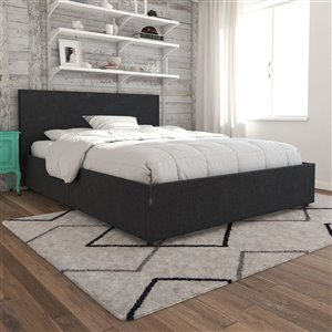 Novogratz Brittany Upholstered Bed - Queen - 41.5-in x 62.5-in x 85.5-in - Gray