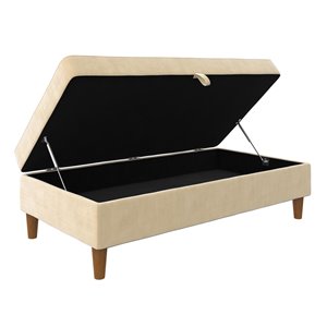 Ottoman de rangement Presley de DHP, 27 po x 51 po x 17 po, ivoire
