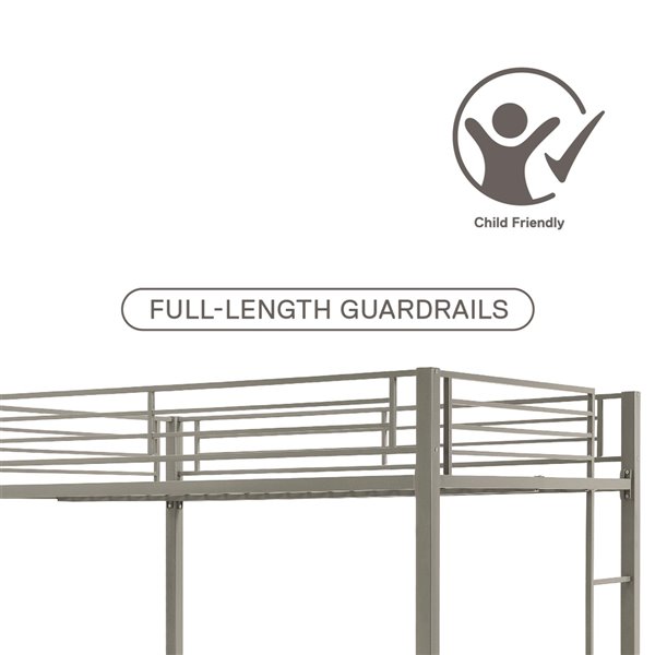 Lit superposé DHP, double/double, 72 po x 78,5 po x 56,5 po, argent