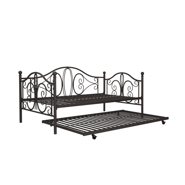 Dhp Ay Twin Metal Daybed, Twin Size Black Metal Roll Out Trundle Bed Frame For Daybed