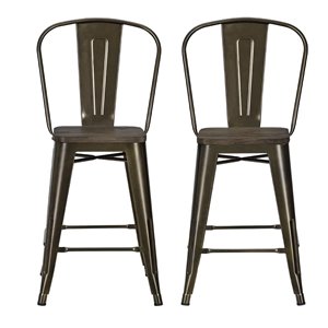 Tabouret the comptoir en métal Luxor de DHP, 24 po, bronze, 2 mcx
