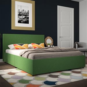 Novogratz Brittany Upholstered Bed - Queen - 41.5-in x 62.5-in x 85.5-in - Green