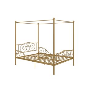DHP Canopy Metal Bed - Full - 71.5-in x 56-in x 77.5-in - Gold
