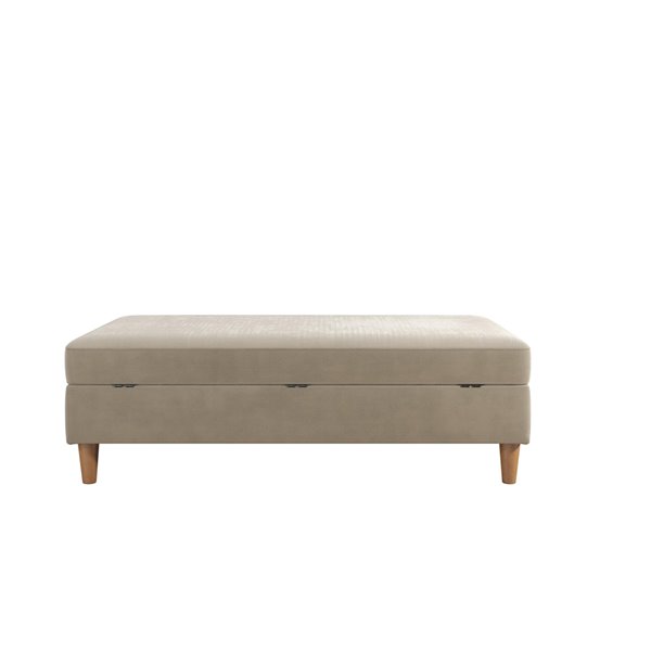 DHP Hartford Storage Ottoman - 27-in x 51-in x 17-in - Tan