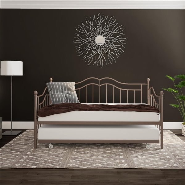 DHP Tokyo Metal Daybed and Trundle - Twin - 41.5-in x 42.5-in x 77.5-in - Bronze