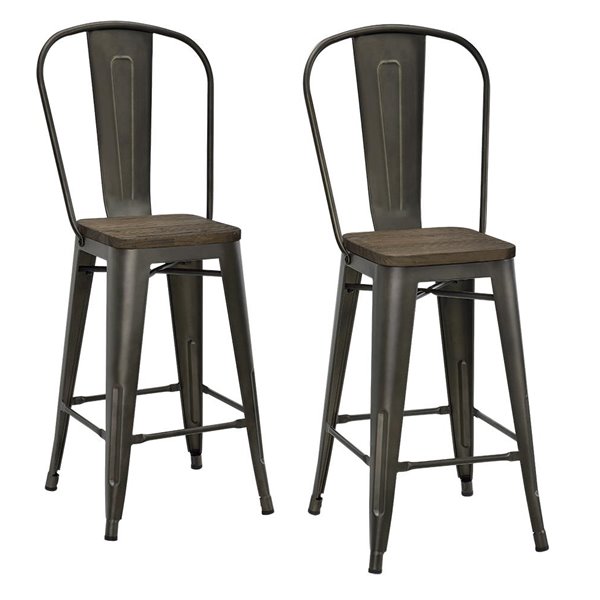 DHP Luxor Metal Counter Stool - 24-in - Copper - 2-Pk