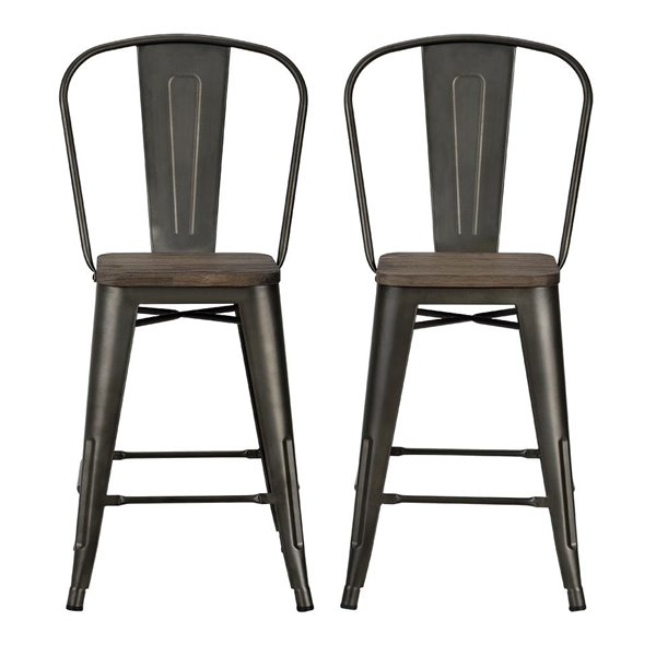 DHP Luxor Metal Counter Stool - 24-in - Copper - 2-Pk