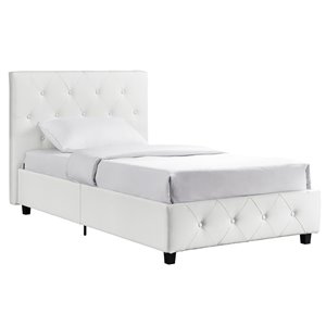 DHP Dakota Upholstered Bed - Twin - 39-in x 43.5-in x 80-in - White Faux leather
