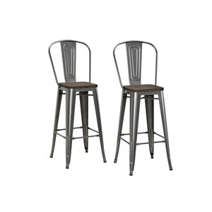 Tabouret de bar en métal Luxor de DHP, 30 po, métal antique, 2 mcx