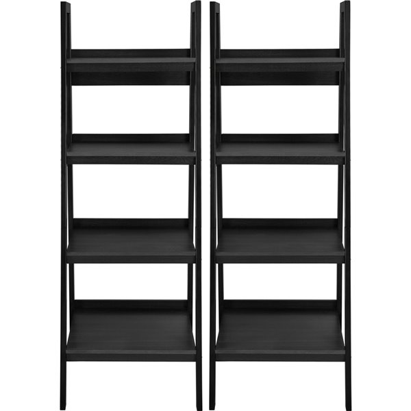 Ameriwood Lawrence 4-Shelf Ladder Bookcase Bundle - 20.56-in x 60-in - Black