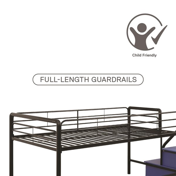 Dhp junior twin metal loft online bed with storage steps