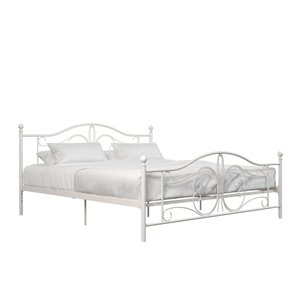 Lit en métal Bombay de DHP, très grand, 41 po x 78,5 po x 83 po, blanc
