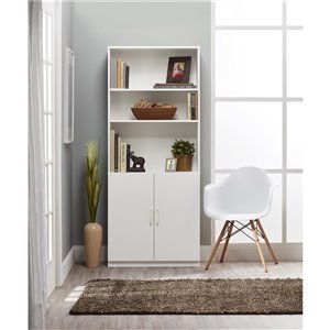 Bibliothèque avec portes Moberly de Ameriwood, 29,69 po x 70,63 po, blanc