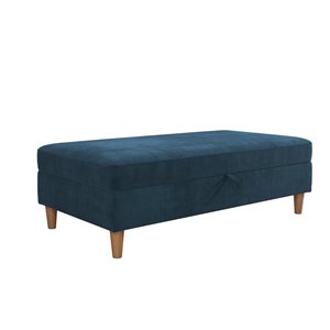 Ottoman de rangement Hartford de DHP, 27 po x 51 po x 17 po, bleu