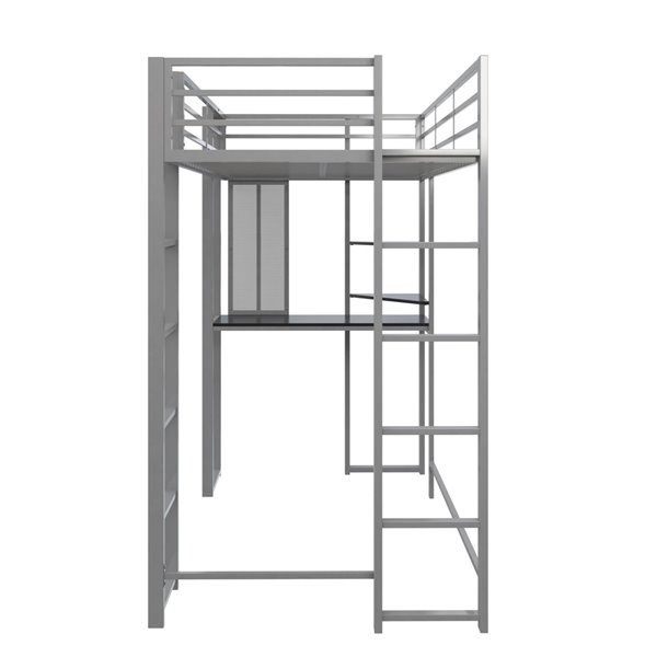 DHP Abode 42.5-in x 80-in x 72-in Silver Steel Twin Study Loft Bed