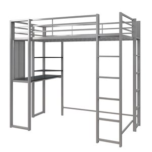 DHP Abode Study Loft Bed - Twin - 42.5-in x 80-in x 72-in - Silver