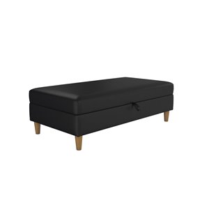 Ottoman de rangement Hartford de DHP, 27 po x 51 po x 17 po, similicuir noir