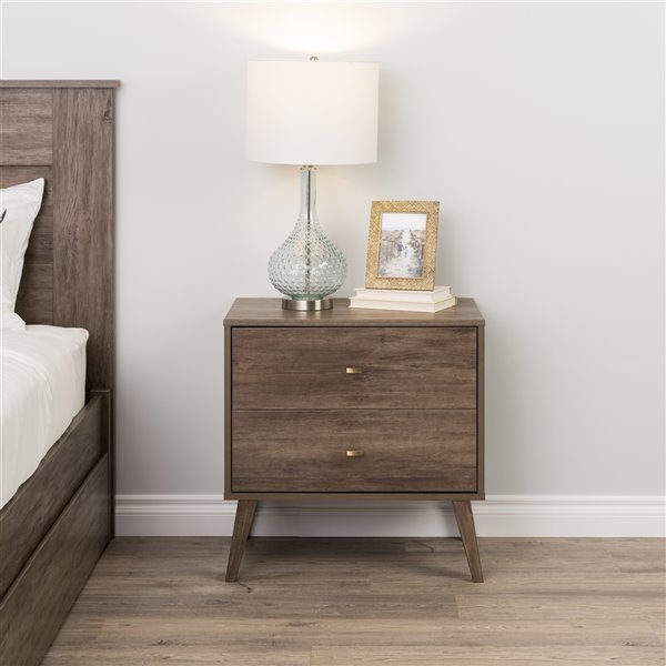 Prepac Milo 2-drawer Nightstand, Drifted Gray