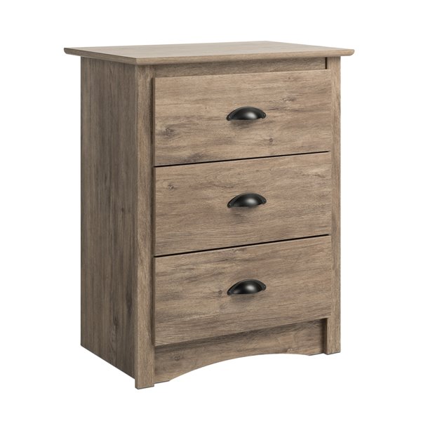 Prepac Salt Spring 3-drawer Tall Nightstand in Drifted Gray