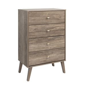 Prepac Milo 4-drawer Chest in Drifted Gray Finish - 26.5-in x 16-in x 41-in