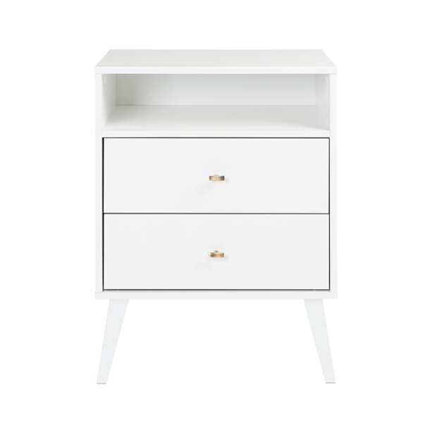 Prepac Milo 2-drawer Tall Nightstand with Open Shelf, White