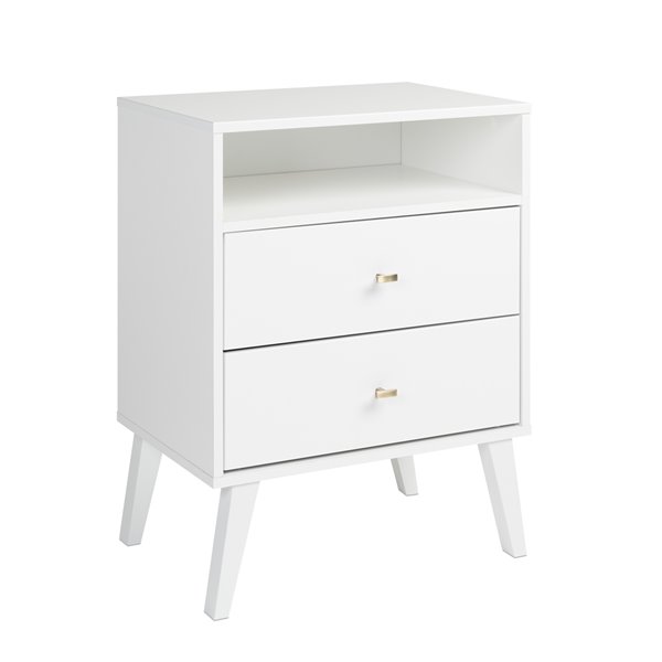 Prepac Milo 2-drawer Tall Nightstand with Open Shelf, White