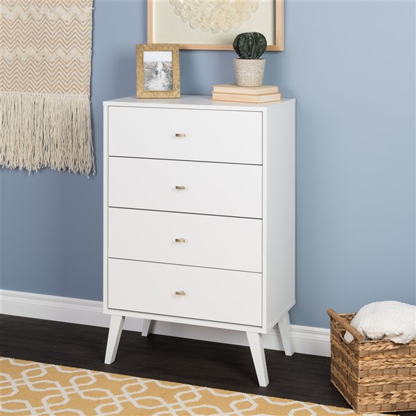 Prepac Milo 4-drawer Chest in White Finish - 26.5-in x 16-in x 41-in