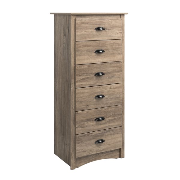 Prepac Salt Spring Tall 6-drawer Chest in Drifted Gray Finish,  23.25-in x 17.75-in x 53-in