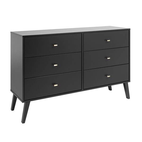 Prepac Milo 6-drawer Dresser in Black Finish - 52.25-in
