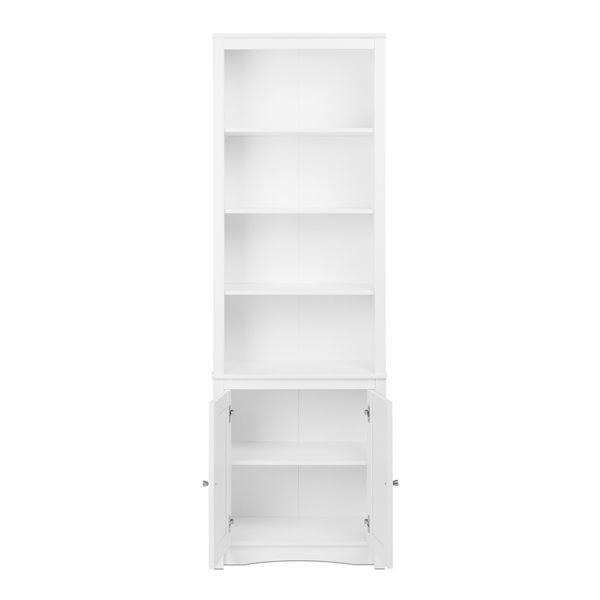 Prepac 80-in Tall Bookcase with 2 Shaker Doors in White Finish