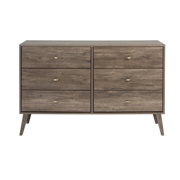 Prepac Milo 6-drawer Dresser in Drifted Gray Finish - 52.25-in