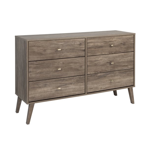 Prepac Milo 6-drawer Dresser in Drifted Gray Finish - 52.25-in