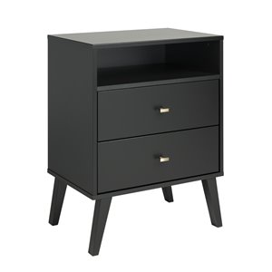Prepac Milo 2-drawer Tall Nightstand with Open Shelf, Black