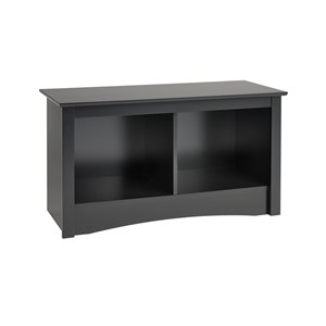 Banc à deux compartiments de rangement au fini noir, 36,25 po x 15,75 po