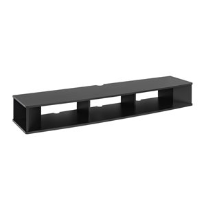 Prepac Wide Wall Mounted TV Stand in Black Finish - 70-in x 16-in x 48-in