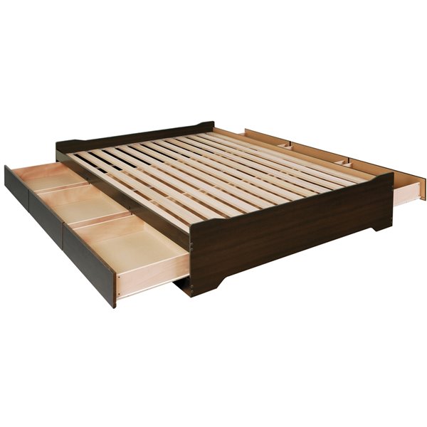Prepac Platform Storage Bed With 6 Drawers Warm Cherry Finish Queen Lbq 6200 3kv Rona