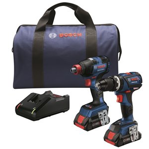 Bosch 2-in-1 Hammer Drill/Driver Combo Kit - 4.0 AH Batteries - 18 V
