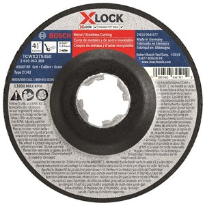 Disque à tronçonner X-Lock pour arbre 27A, grain 60 de Bosch, 4,5 po x 0,045 po