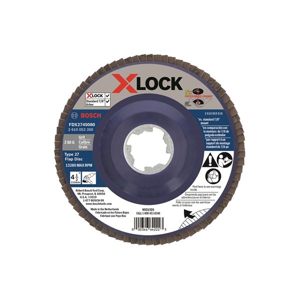 Bosch 4-1/2 In. X 0.045 In. X-LOCK Arbor Type 27A (ISO 42) 60 Grit Fast