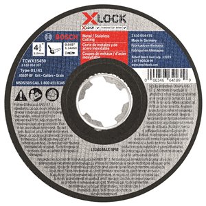 Disque à tronçonner X-Lock pour arbre 1A grain 60 de Bosch, 4,5 po x 0,045 po