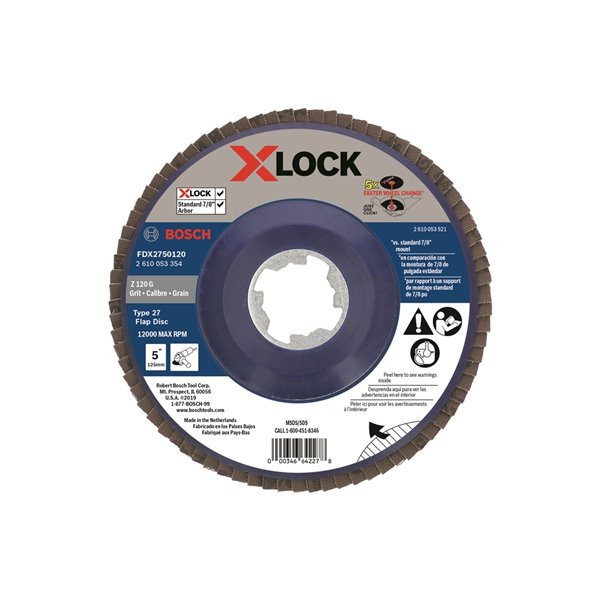Bosch X-Lock Arbor Type 27 120 Grit Flap Disc - 5-in