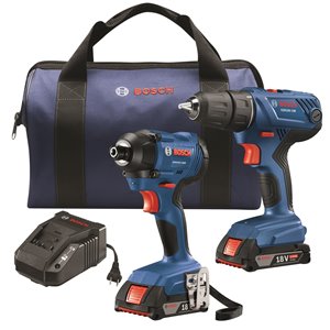 Bosch Tool Combo Kit with Drill, Driver and 2.0 AH Batteries - 18 V