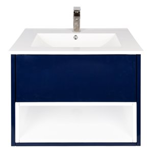 Meuble lavabo simple Midtown de Ikou pour salle de bain, fini marine, 24 po